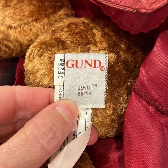 GUND Jewel Teddy Bear Plush Stuffed Animal Burgundy Dress - Picture 7 of 9
